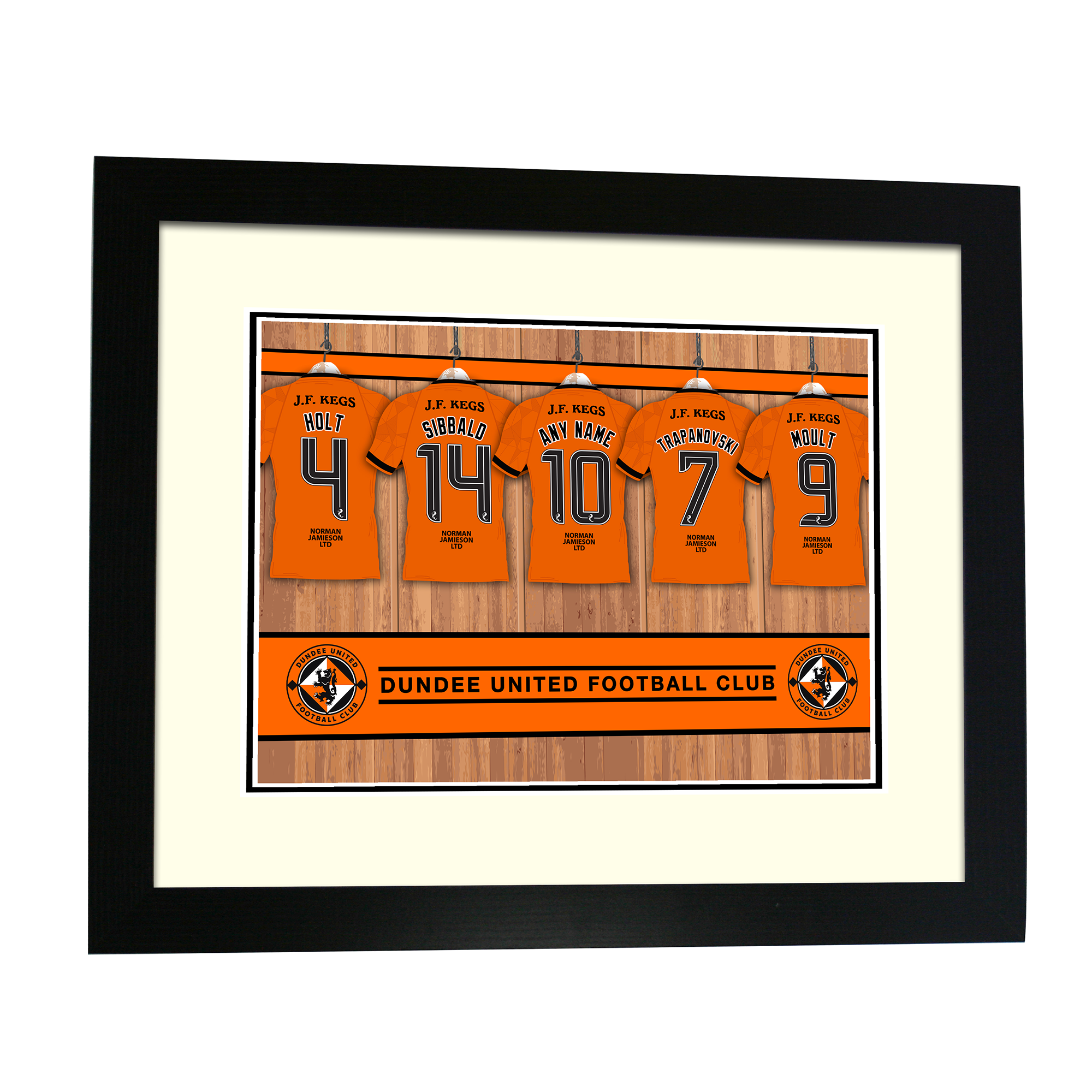 Dundee Utd Personalised Framed Print - Changing Room